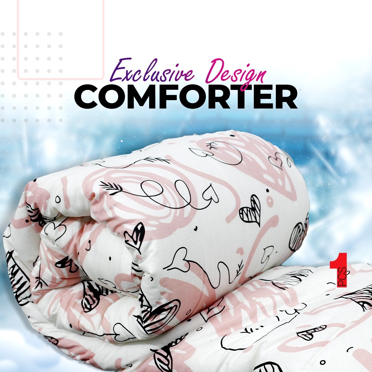 King Size Comforter Cotton Outside Fiber Filler Inside Too Warmth Perfect For Winter - LC003